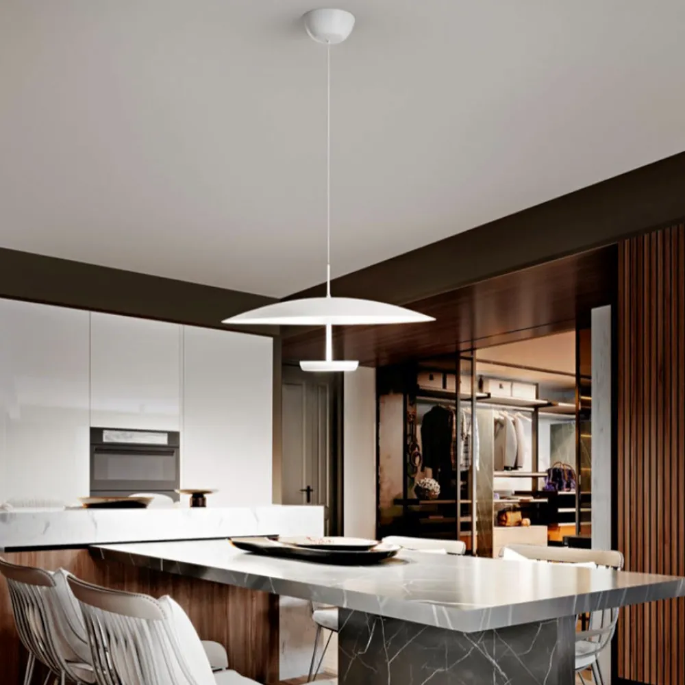 Lampadari Cucina-Fabas Luce Lampadario design bianco yuko per tavolo sala da pranzo