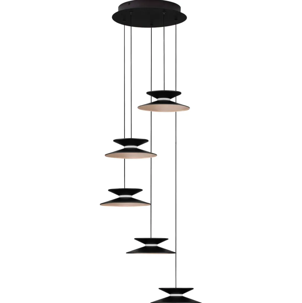 Lampadari Moderni-Selezionato da Mazzolaluce Lampadario design con pendenti nero oro per da pranzo moderna