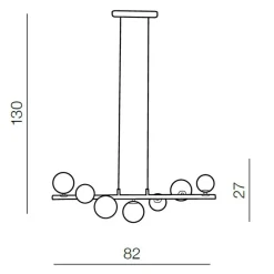 Lampadari Moderni-Selezionato da Mazzolaluce Lampadario design cromato sfere vetro bianco per soggiorno moderno