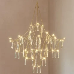 Lampadari Moderni-Selezionato da Mazzolaluce Lampadario design elegance con cristalli oro led 20w 3000k per salotto