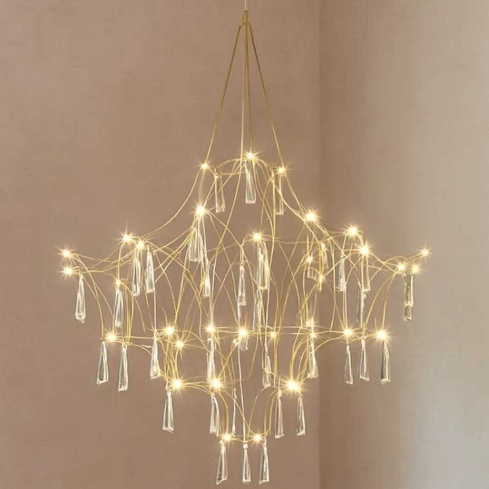 Lampadari Moderni-Selezionato da Mazzolaluce Lampadario design elegance con cristalli oro led 20w 3000k per salotto