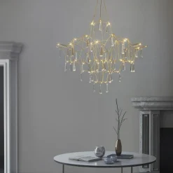 Lampadari Moderni-Selezionato da Mazzolaluce Lampadario design elegance con cristalli oro led 20w 3000k per salotto