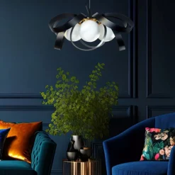 Lampadari Cucina-Selezionato da Mazzolaluce Lampadario design fiocco nero oro per cucina