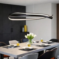 Lampadari Moderni-Selezionato da Mazzolaluce Lampadario design intreccio nero per tavolo soggiorno moderno