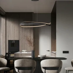 Lampadari Moderni-Selezionato da Mazzolaluce Lampadario design intreccio nero per tavolo soggiorno moderno