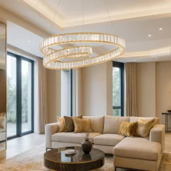 Lampadari Moderni-Selezionato da Mazzolaluce Lampadario design led di cristallo oro stile contemporaneo