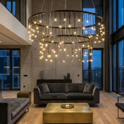 Lampadari Moderni-Selezionato da Mazzolaluce Lampadario design luci di stelle nero moderno led 3000k
