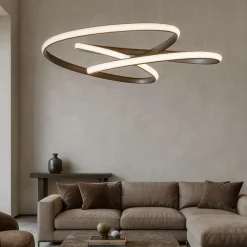 Lampadari Moderni-Selezionato da Mazzolaluce Lampadario design marrone per soggiorno moderno led dimmerabile