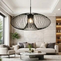Lampadari Moderni-Fabas Luce Lampadario design minimale moderno nero fassa