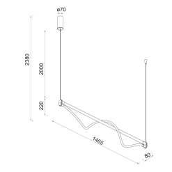 Lampadari Moderni-Selezionato da Mazzolaluce Lampadario design moderno corda led 38w 3000k per tavolo soggiorno
