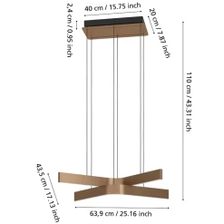 Lampadari Moderni-Eglo Lampadario design moderno folcino-z bronzo led rgb 2700k a 6500k controllo remoto app