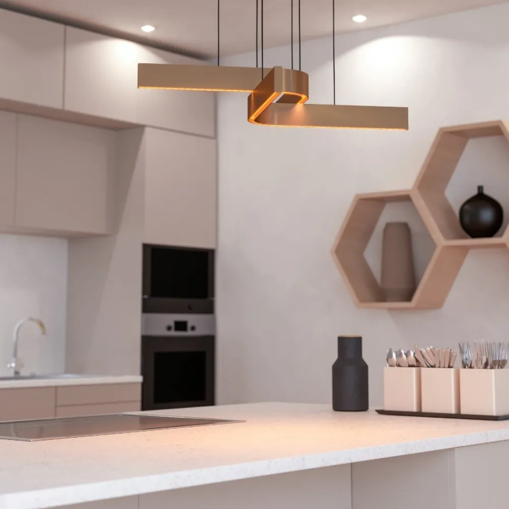 Lampadari Moderni-Eglo Lampadario design moderno folcino-z bronzo led rgb 2700k a 6500k controllo remoto app