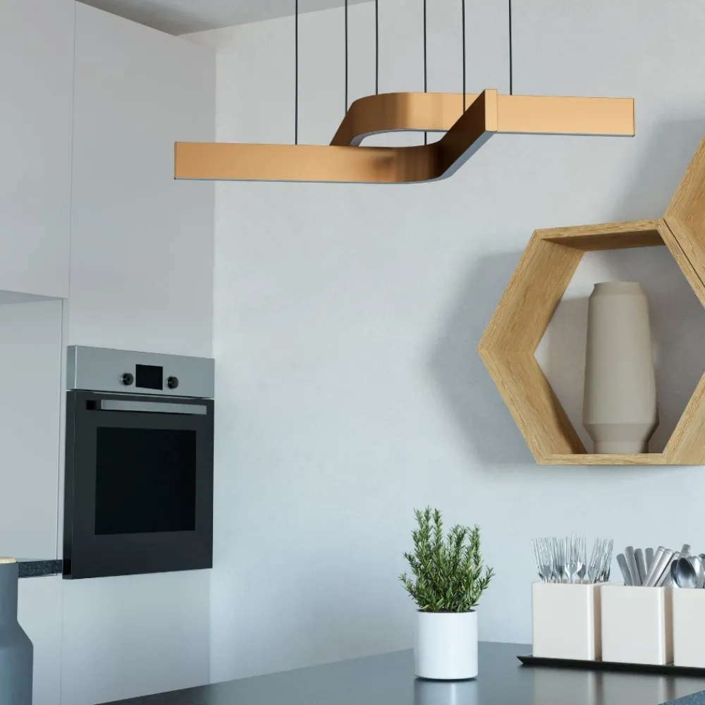 Lampadari Moderni-Eglo Lampadario design moderno folcino-z bronzo led rgb 2700k a 6500k controllo remoto app