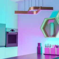 Lampadari Moderni-Eglo Lampadario design moderno folcino-z bronzo led rgb 2700k a 6500k controllo remoto app