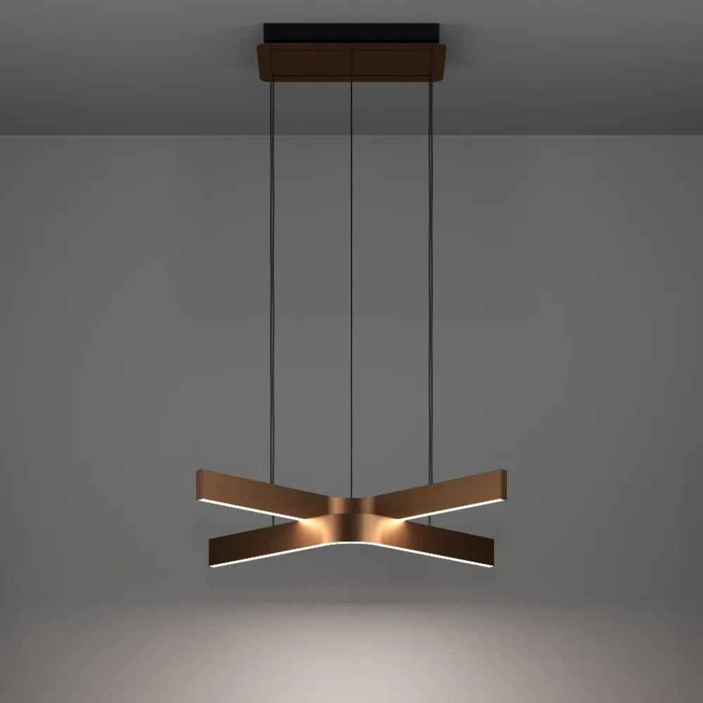 Lampadari Moderni-Eglo Lampadario design moderno folcino-z bronzo led rgb 2700k a 6500k controllo remoto app