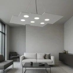 Lampadari Moderni-Top Light Lampadario design moderno grigio squadrato per soggiorno