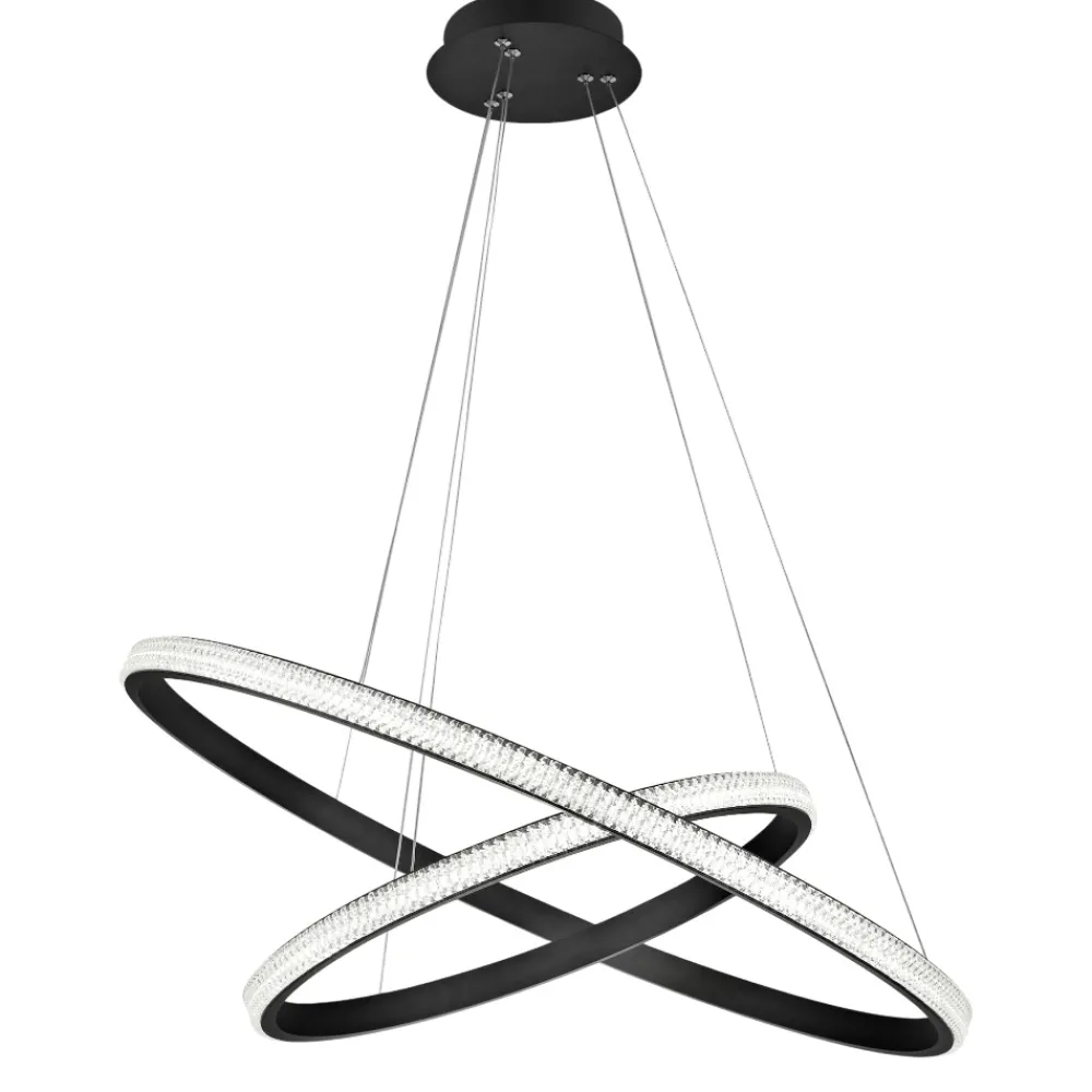 Lampadari Moderni-Selezionato da Mazzolaluce Lampadario design moderno led cerchi nero