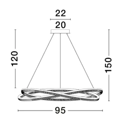 Lampadari Moderni-Selezionato da Mazzolaluce Lampadario design moderno led 68w 3000k nero dimmerabile con telecomando