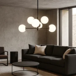 Lampadari Moderni-Selezionato da Mazzolaluce Lampadario design moderno nero per soggiorno