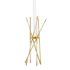 Lampadari Moderni-Selezionato da Mazzolaluce Lampadario design moderno oro bacchette led per soggiorno