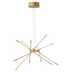 Lampadari Moderni-Selezionato da Mazzolaluce Lampadario design moderno oro bacchette led per soggiorno