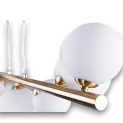 Lampadari Moderni-Selezionato da Mazzolaluce Lampadario design oro moderno sfere vetro bianco per soggiorno