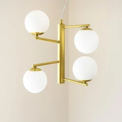 Lampadari Moderni-Selezionato da Mazzolaluce Lampadario design oro per soggiorno sfere vetro