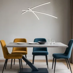 Lampadari Moderni-Selezionato da Mazzolaluce Lampadario design per soggiorno moderno bacchette cromo
