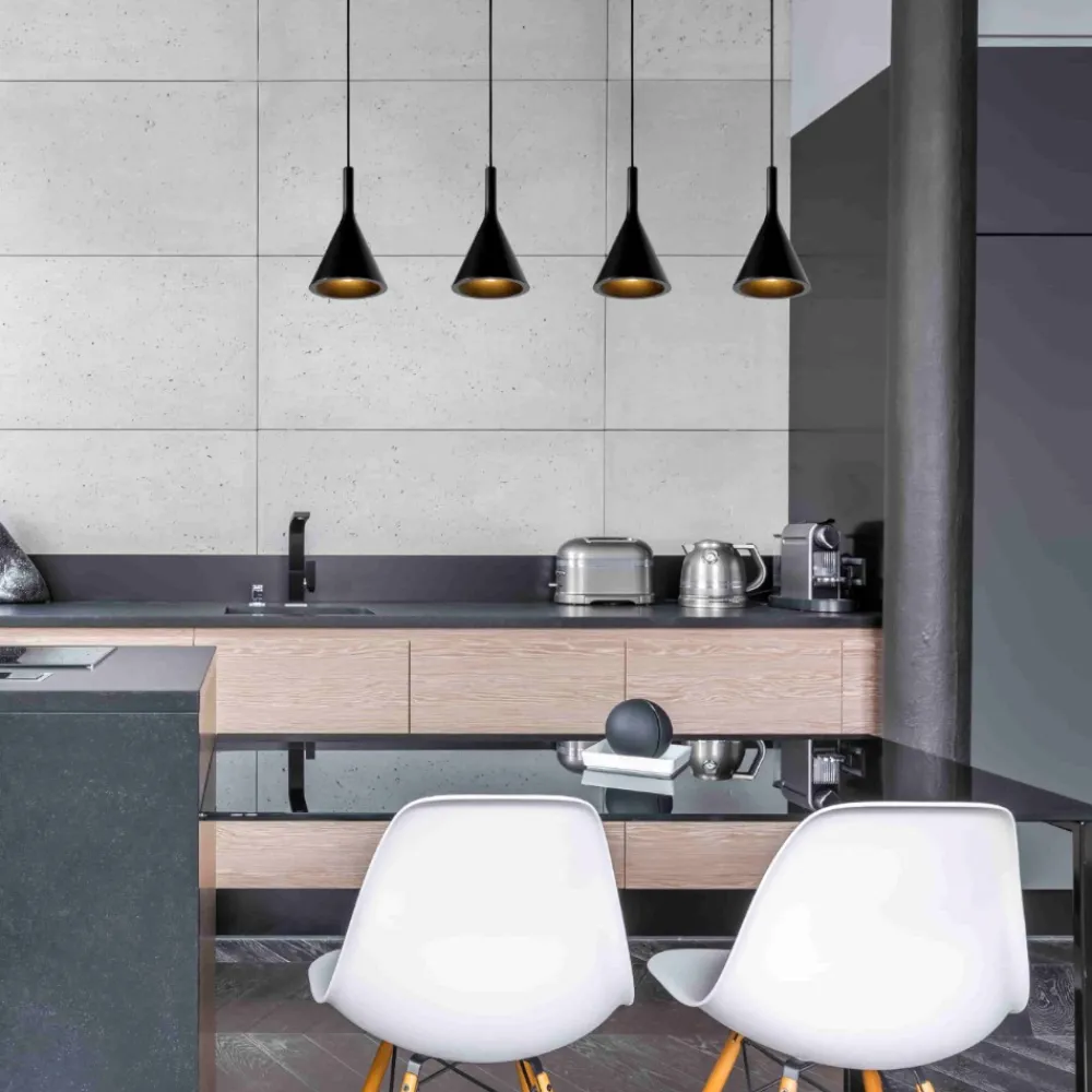 Lampadari Cucina-Selezionato da Mazzolaluce Lampadario di ceramica 4 luci nera per tavolo cucina