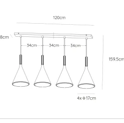 Lampadari Cucina-Selezionato da Mazzolaluce Lampadario di ceramica 4 luci nera per tavolo cucina