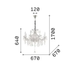 Lampadari Moderni-Ideal Lux Lampadario di cristallo a goccia napoleon sp8 dorato 8 luci
