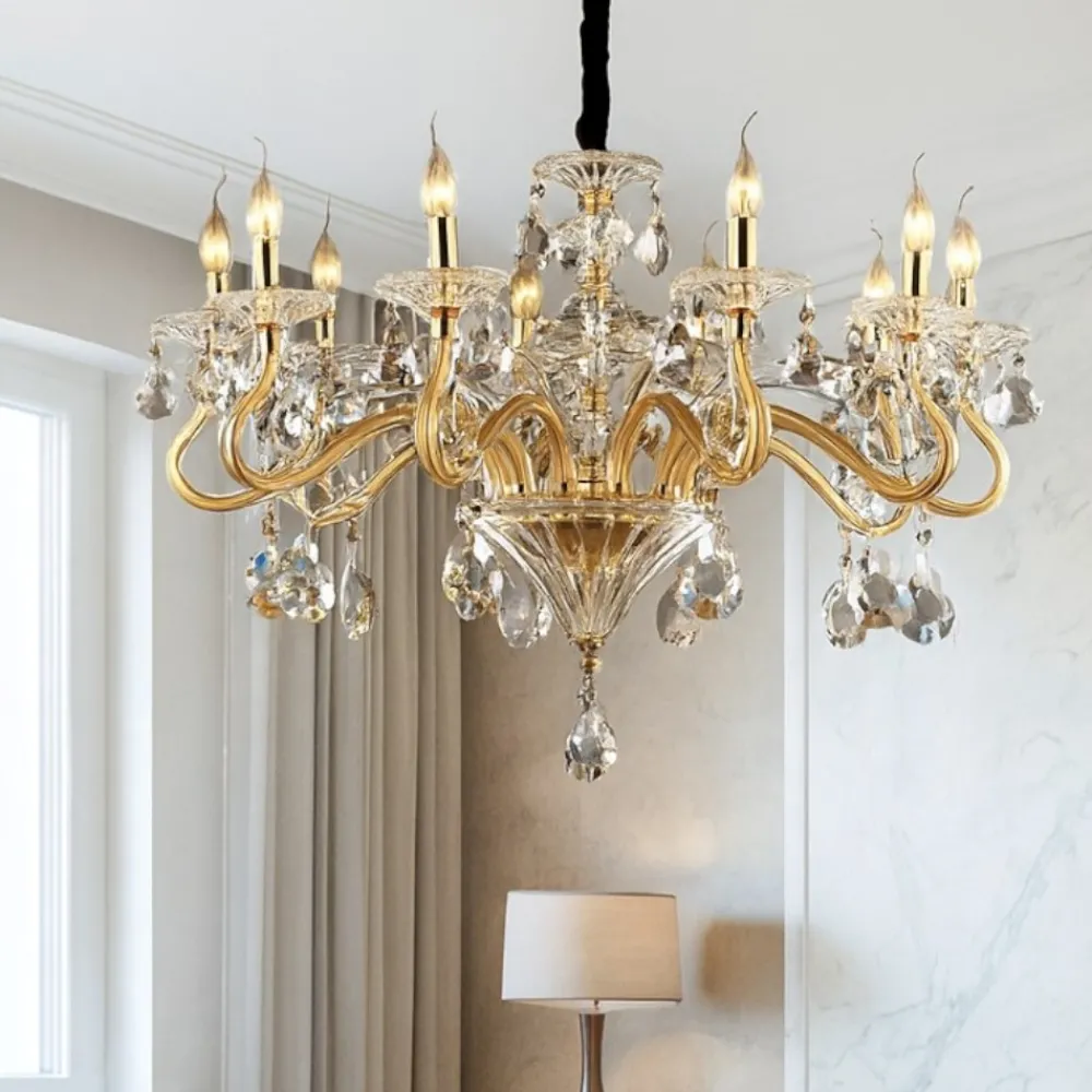 Lampadari Moderni-Ideal Lux Lampadario di cristallo negresco sp10 trasparente e oro