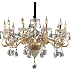 Lampadari Moderni-Ideal Lux Lampadario di cristallo negresco sp10 trasparente e oro