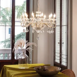 Lampadari Moderni-Ideal Lux Lampadario di cristallo negresco sp10 trasparente e oro