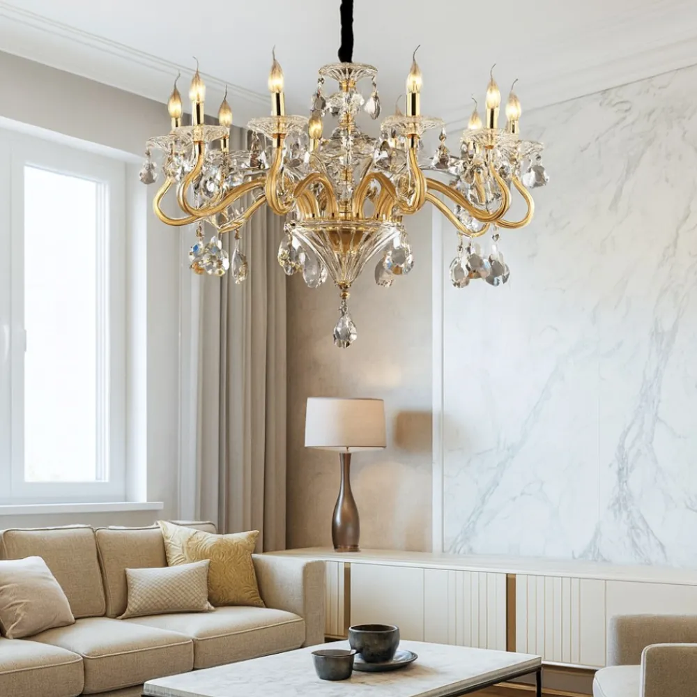 Lampadari Moderni-Ideal Lux Lampadario di cristallo negresco sp10 trasparente e oro