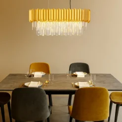 Lampadari Moderni-Selezionato da Mazzolaluce Lampadario di cristallo oro per soggiorno