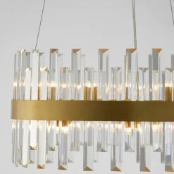 Lampadari Moderni-Selezionato da Mazzolaluce Lampadario di cristallo oro rotondo per soggiorno contemporaneo