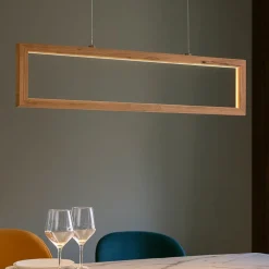 Lampadari Moderni-Selezionato da Mazzolaluce Lampadario di legno led 24w 3000k moderno per tavolo soggiorno