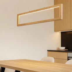Lampadari Moderni-Selezionato da Mazzolaluce Lampadario di legno led 24w 3000k moderno per tavolo soggiorno
