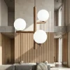 Lampadari Moderni-Selezionato da Mazzolaluce Lampadario di legno noce stile scandinavo