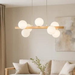 Lampadari Moderni-Selezionato da Mazzolaluce Lampadario di legno per soggiorno moderno