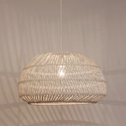 Lampadario Camera Da Letto-Selezionato da Mazzolaluce Lampadario di rattan avorio intrecciato 50 cm per camera da letto