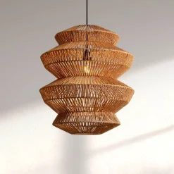 Lampadari Moderni-Selezionato da Mazzolaluce Lampadario di rattan 50 cm intrecciato a sospensione