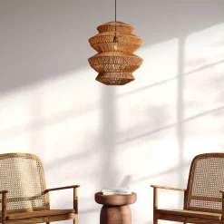 Lampadari Moderni-Selezionato da Mazzolaluce Lampadario di rattan 50 cm intrecciato a sospensione