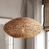 Lampadari Moderni-Selezionato da Mazzolaluce Lampadario di rattan e giacinto essiccato per soggiorno