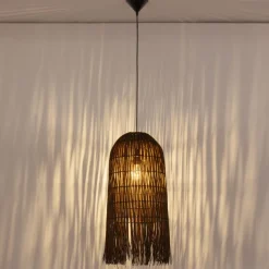 Lampadario Camera Da Letto-Selezionato da Mazzolaluce Lampadario di rattan marrone lungo per camera da letto