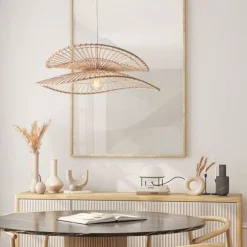 Lampadari Cucina-Selezionato da Mazzolaluce Lampadario di rattan naturale e bamboo rattan per cucina
