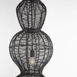 Lampadari Moderni-Selezionato da Mazzolaluce Lampadario di rattan nero allungato per salotto