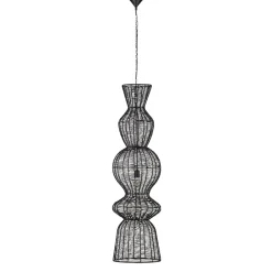 Lampadari Moderni-Selezionato da Mazzolaluce Lampadario di rattan nero allungato per salotto