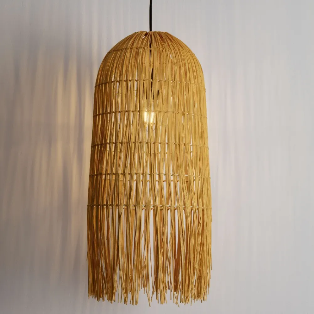 Lampadario Camera Da Letto-Selezionato da Mazzolaluce Lampadario di rattan sottile giallo per camera da letto